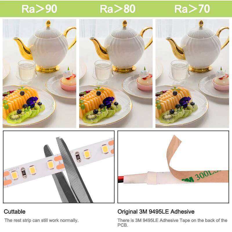 5m High-end 2835 LED Strip Light 60/120/240 LEDs/m 16.4ft Flexible Ribbon Tape RA90 SMD2835 Led Lights 3000K-6000K DC12V 24V Z260206