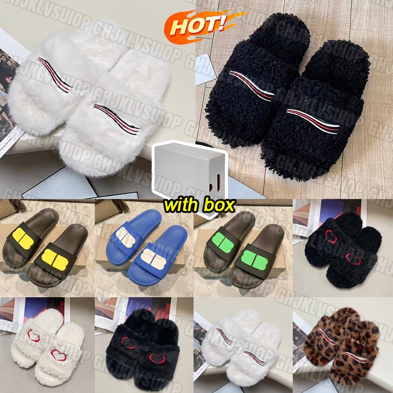 Designer Slides Luxury Paris Mens Womens Slippers Ladies Wool Winter Fur Warm Letters Sandals Indoor Outdoor pool beach Flip Flop Slipper 36-45