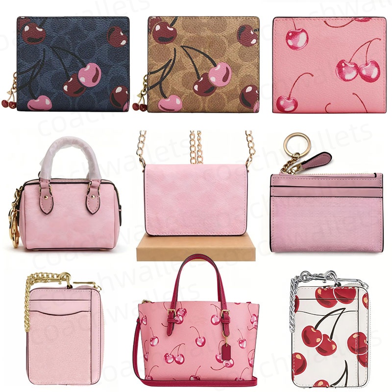 New Short cherry pink Wallet Zip Fold Purse Wallet of Women Multi-card slot for daily use Pink collection wallet Card Case Coin Purses wallet