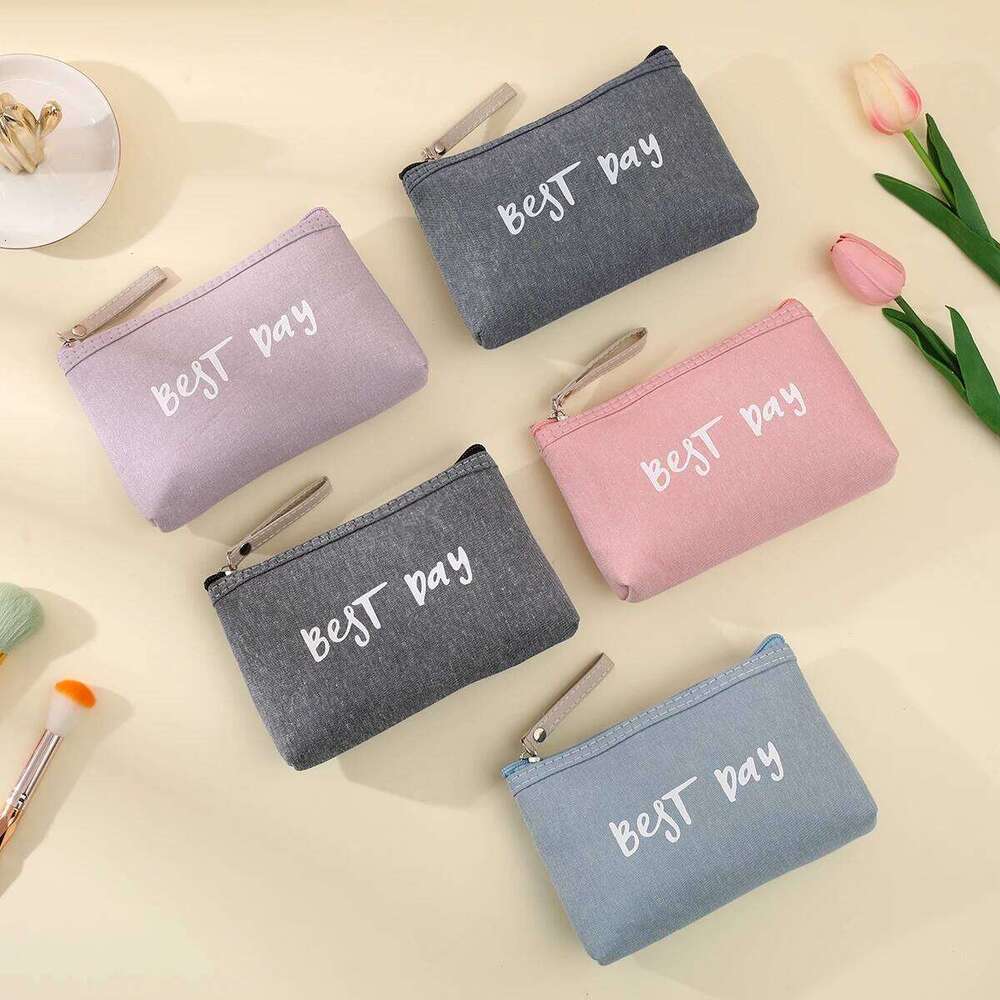 Small and cute letter cosmetic zipper opening travel mobile phone bag portable leisure shopping coin purse Y260206