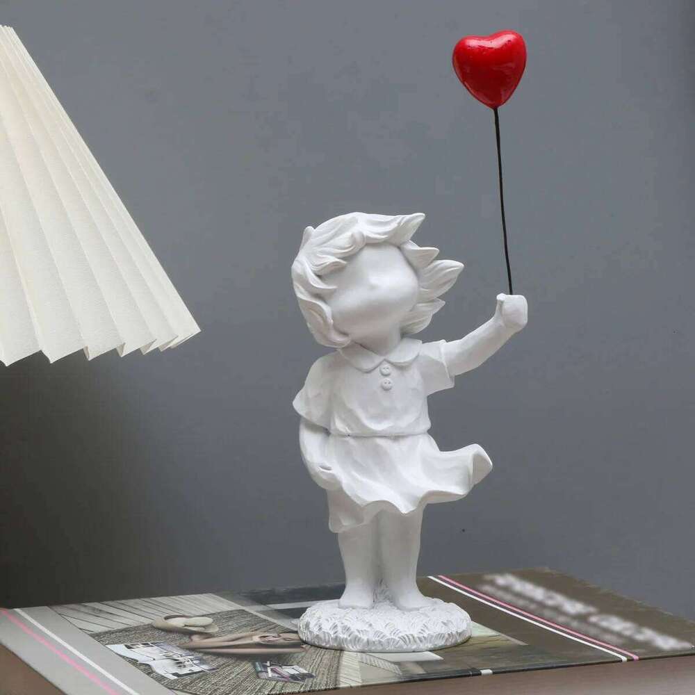 Banksy Heart Balloon And Flying Girl Inspired Artwork Modern Sculpture Home Statue Decoration S260204 fe0