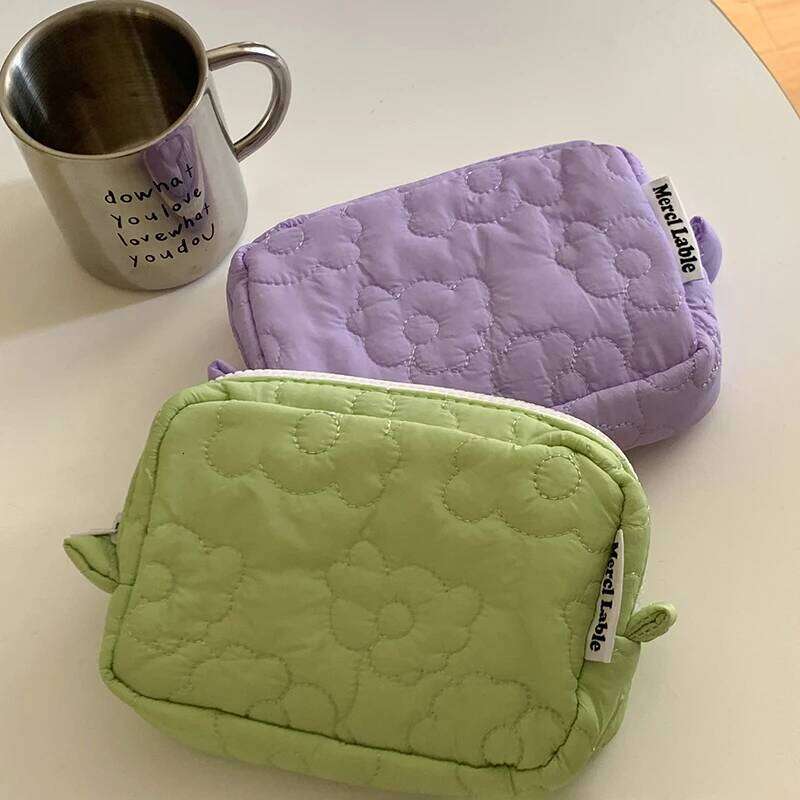 Fashion Women Flower Print Quilting Cotton Cosmetic Bag Portable Ladies Makeup Storage Handbag Large Capacity Make Up Bags Y260206