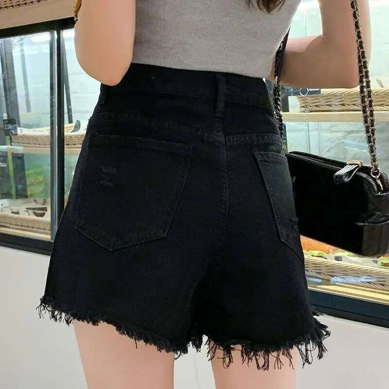 Y2k Short Jean Pants Clothing Ripped High Waist Denim Shorts for Women Wide Black Fashion Korean Hot New Harajuku Sexy XJ260206