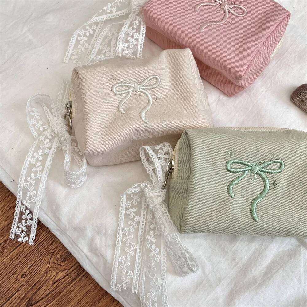 Korean Mini Cute Square Cosmetic Bag Women Portable Earphones Lipstick Cosmetics Storage Pouch Small Makeup Zipper Bags Y260206