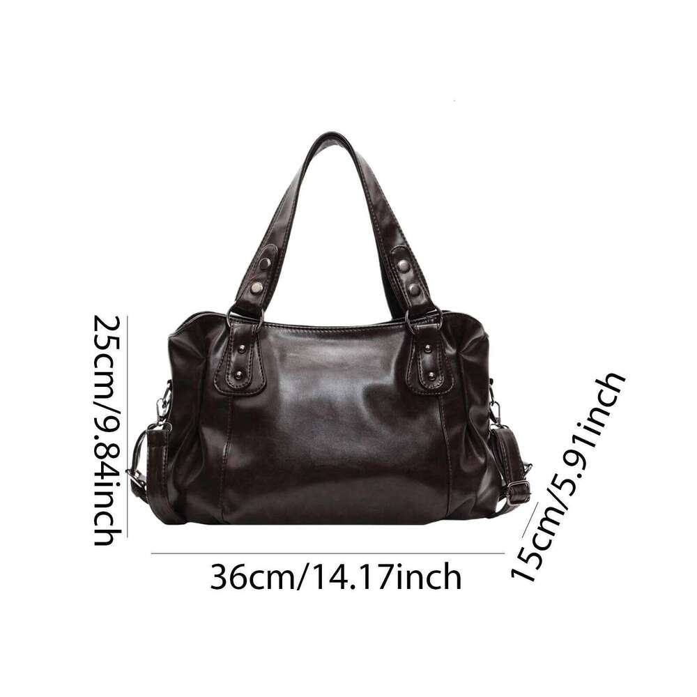 Retro PU Leather Tote Handbag Capacity Hobo Shoulder Casual Messenger Bag Travel Crossbody Large Top-Handle Bags Z260207 - view 7