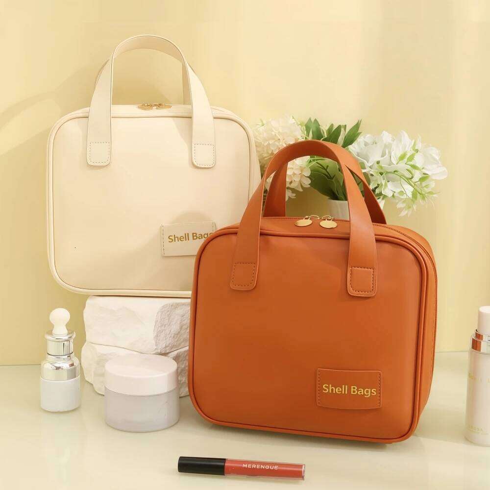 Elegant Large-Capacity Waterproof Cosmetic Bag, Travel Makeup Organizer, Multifunctional Handheld Storage Pouch Y260206
