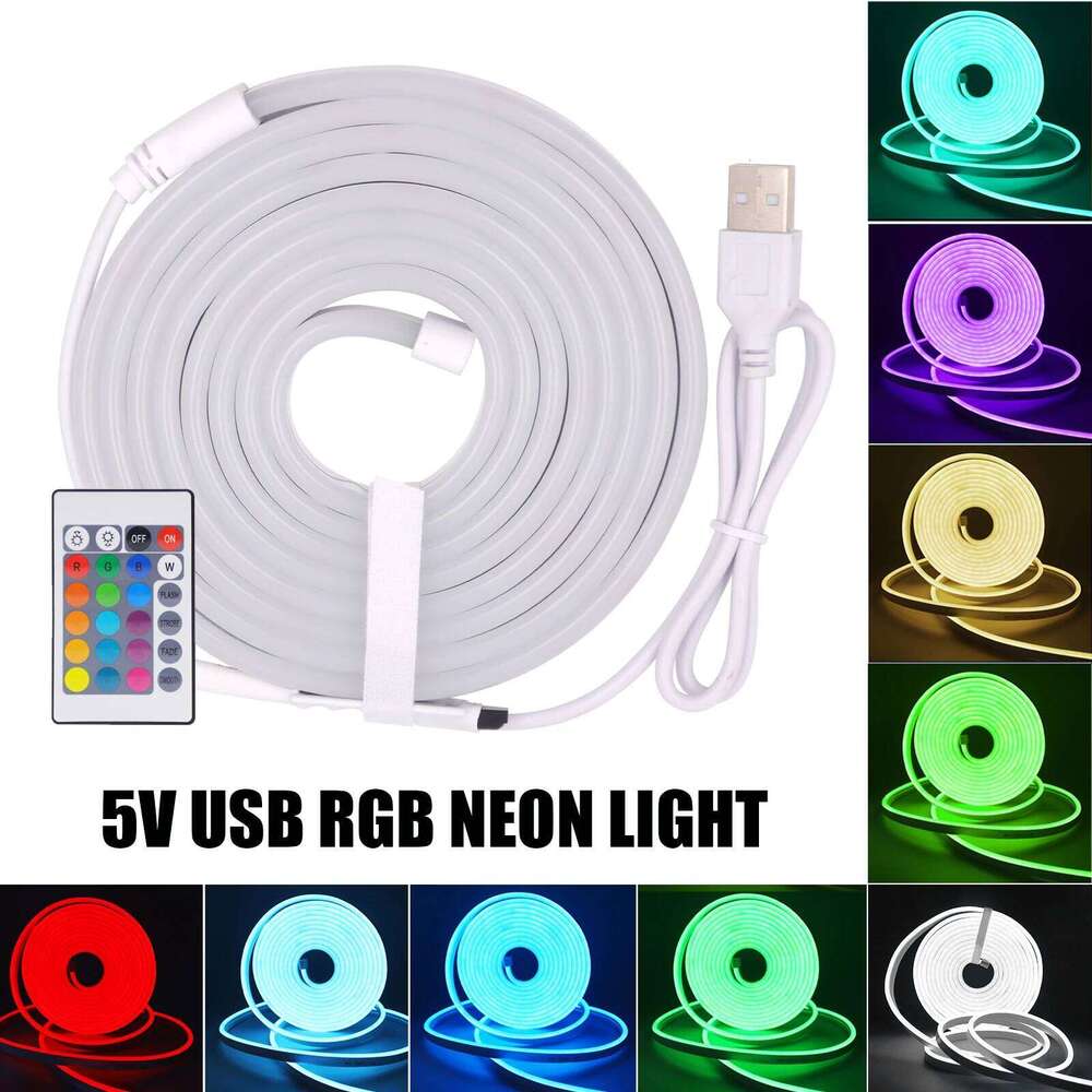 DC 5V USB RGB Neon Light Waterproof 108Leds/M 6X12MM With Self-adhesive Flexible Ribbon Rope LED Strip For Home DIY Decor Z260206