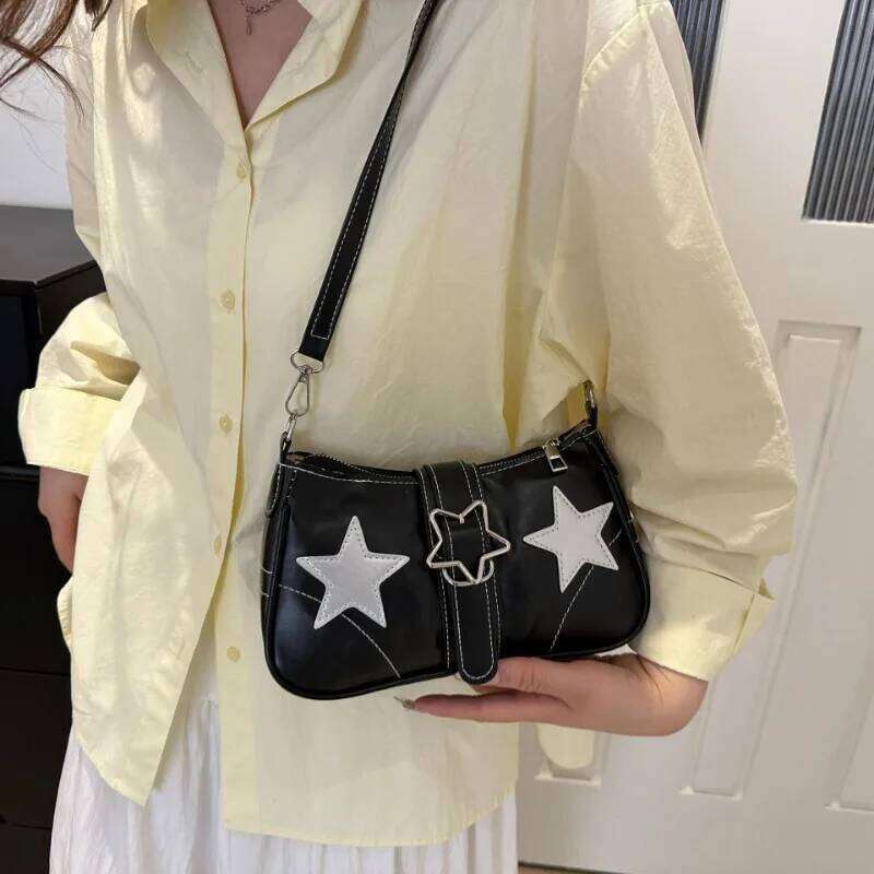 Y2K Hot Girls Star Shoulder Bags PU Leather Women's Underarm Fashion Design Female Crossbody Bag Handbags Phone Purse Y260205