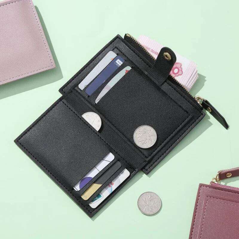 Unisex Women Simple Money Leather Female Purse Mini Solid Multi-Cards Holder Coin Short Wallets Slim Small Wallet Zipper Hasp Y260206