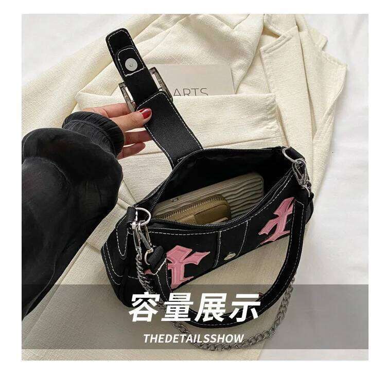 Brand Canvas Women's Shoulder Casual Lock Embroidery Crossbody Bag Small Half Moon Handbag Z260207 - view 7