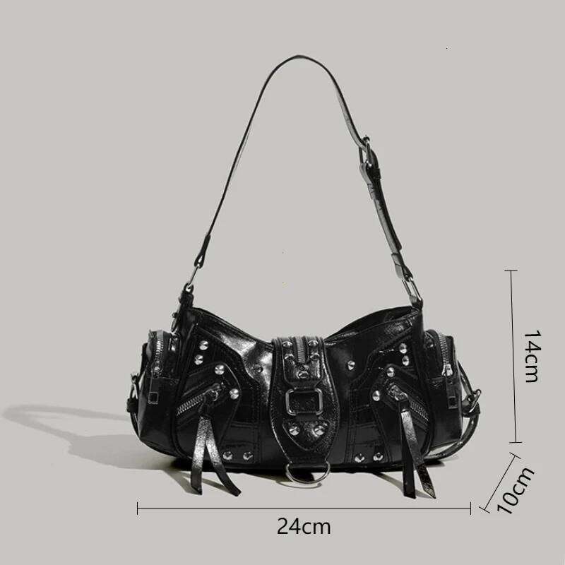 NEW Underarm Bags For Women Luxury Designer Handbag Purses New In Vintage PU Leather Rivet Decoration Shoulder Crossbody Y260205