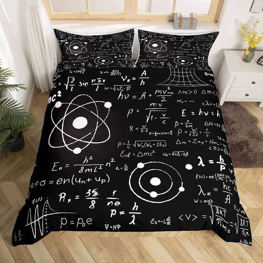 Math Equations Duvet Set Hourglass Purple Galaxy Comforter Cover Physics Formula Dorm Bedding Sets Science Geometry Axis XJ260206