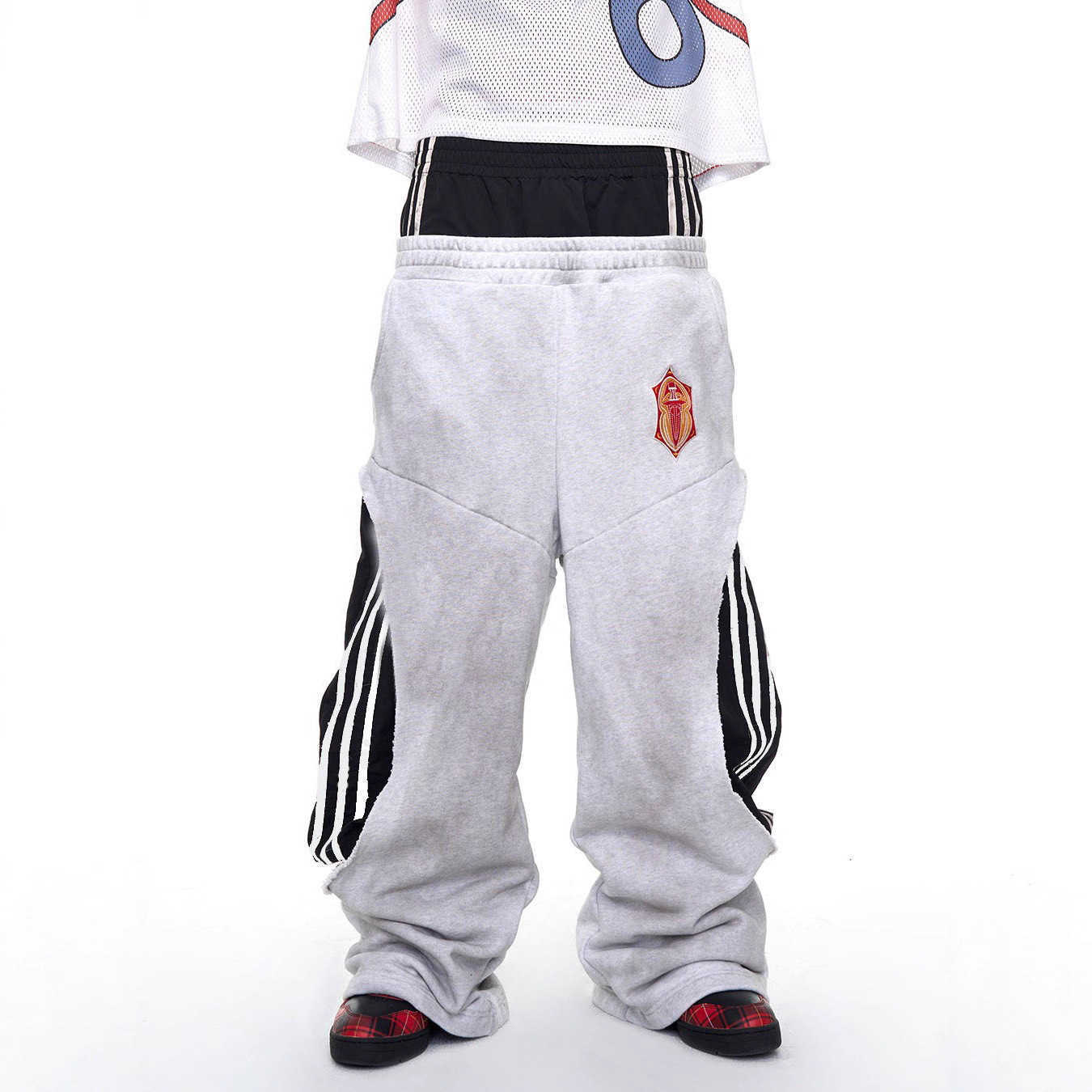 Ins' high street fashion style of interwoven elasticated low-waist straight-leg casual trousers for the autumn and winter seasons L260207