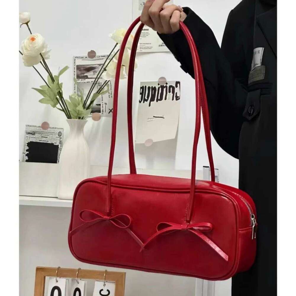 Bow Design Women's Boston Underarm Bag Simple Pu Leather Ladies Shoulder Bags Fashion Pillow Small Handbags Female Tote Purses Y260205