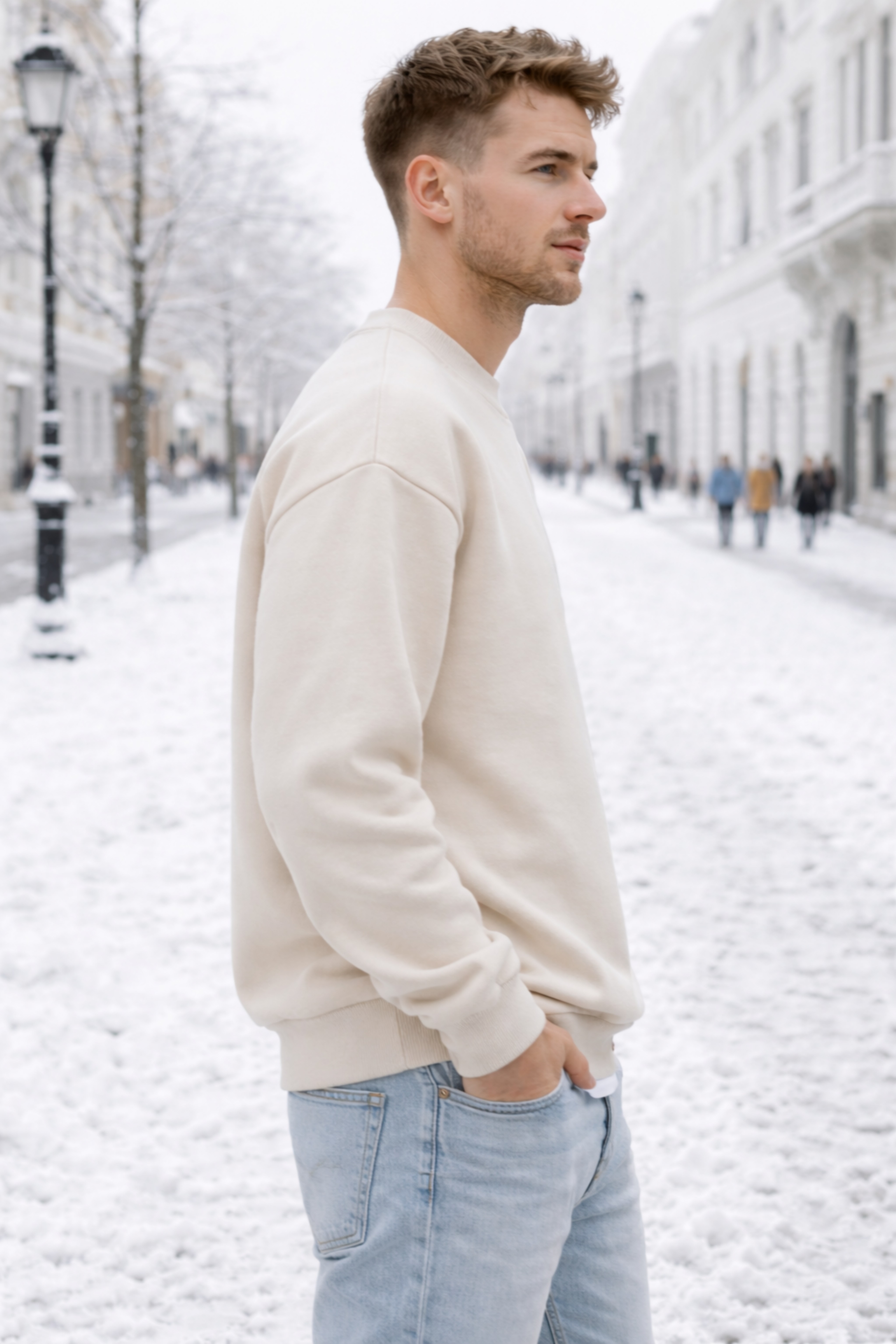 Adequate Men's A-Line Print Crewneck Sweatshirt, Airy Cotton Casual Pullover for Winter - view 3