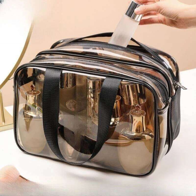 Portable Travel Wash Bag Female Transparent Waterproof Makeup Pouch Case Large Capacity Cosmetic Organizer Wet-dry Separation Y260206
