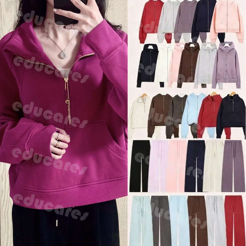 Hot Trendy Yoga Scuba Set Women luluity lemonal Jacket Pants Sets Thick Warmth Scuba luluity lemonal pants leggings Zip Up Jacket Set Women Clothing Sets Fit Dry