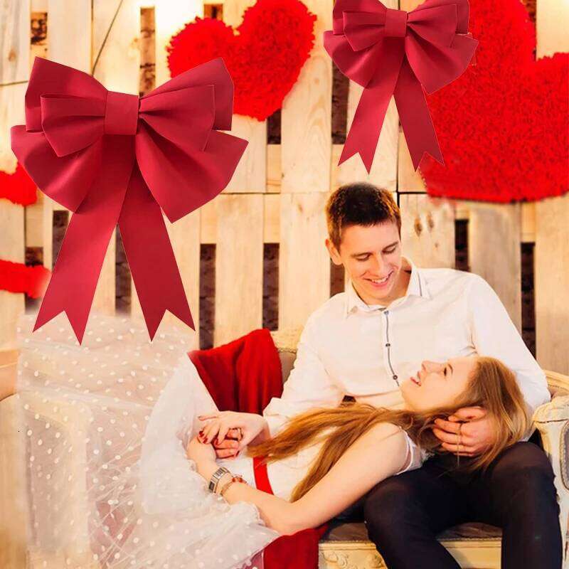 1set Red/Pink Bow Material 3D Wrapping Bows Valentine Day Gift Wreath Decoration Giant Knot Wedding Birthday Party Favors Supply S260204