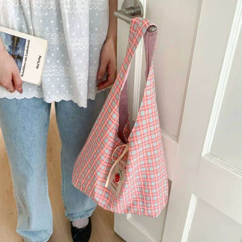 Cartoon Tomato Standard Plaid Vest Large-Capacity Student Class Double-sided Backpack Fashionable Versatile Shoulder Bag Z260207 - view 4