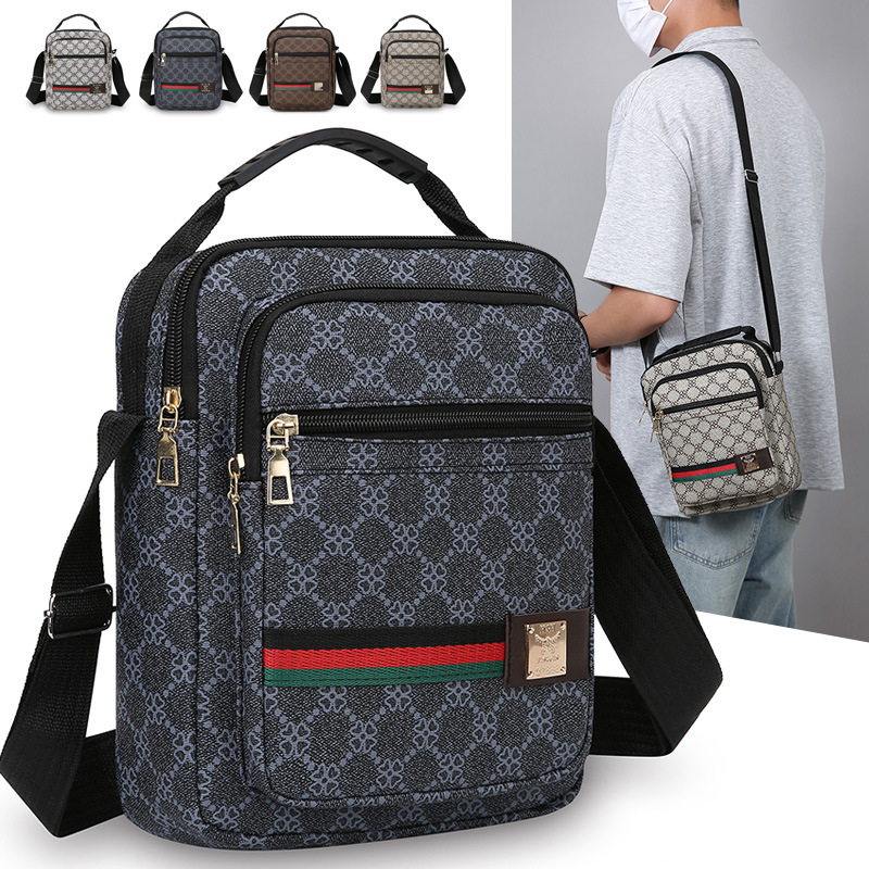 Men'S Bag New Large Capacity Shoulder Bag Leisure Business Slant Cross Bag Multi-Layer Fashion Single Backpack
