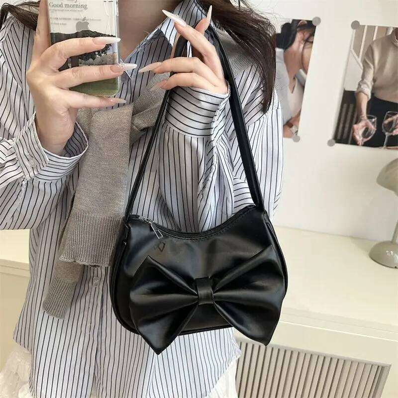 Bow Crossbody New Casual Versatile Beautiful Fashion Women One Shoulder Bag Mobile Phone Coin Purse Pu Leather Handbag 2025 Y260205