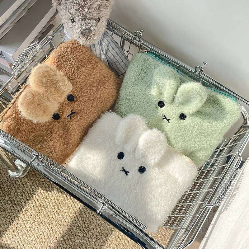 Cute Cartoon Rabbit Plush Cosmetic Storage Women Portable Coin Makeup Tool Pencil Case Handbag Girl Fashion Jewelry Bag Y260206