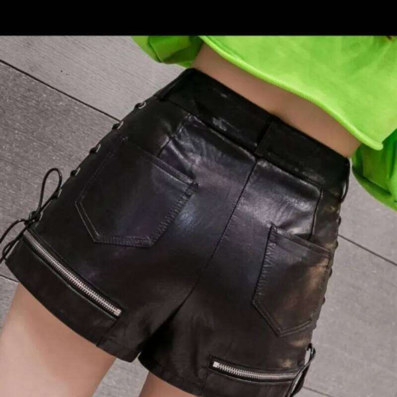 Y2k Women's Clothing Summer Leather Shorts Outerwear A-line High Waist Hot Girl Fashion Leggings Women XJ260206
