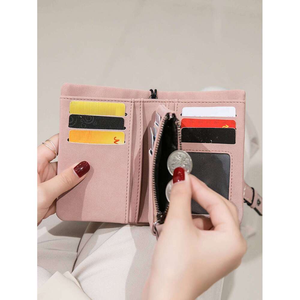 MIYIN Women's Short Minimalist Double Fold Multi Functional Zero with Cardholder Identity Window Coin Wallet Y260206