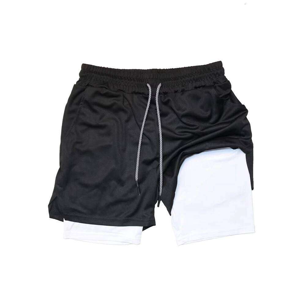 Men's Layer Men Fitness Gym Training 2 in 1 Sports Shorts Quick Dry Workout Jogging Double Deck Summer C260206