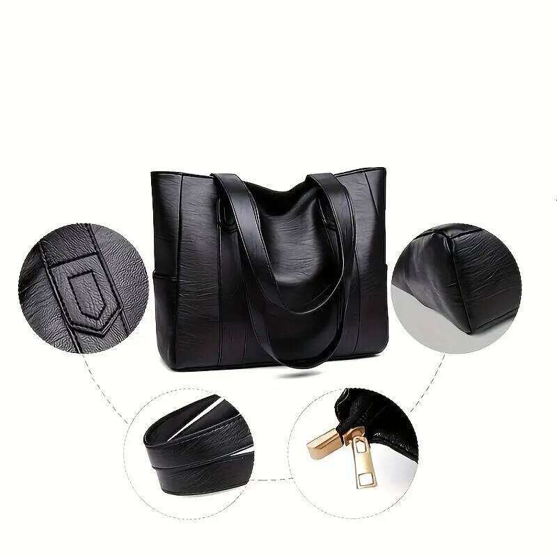 Vintage Large Capacity Tote Retro Vegan Shoulder Bag, Women's Casual Handbag For Commute Z260207 - view 3