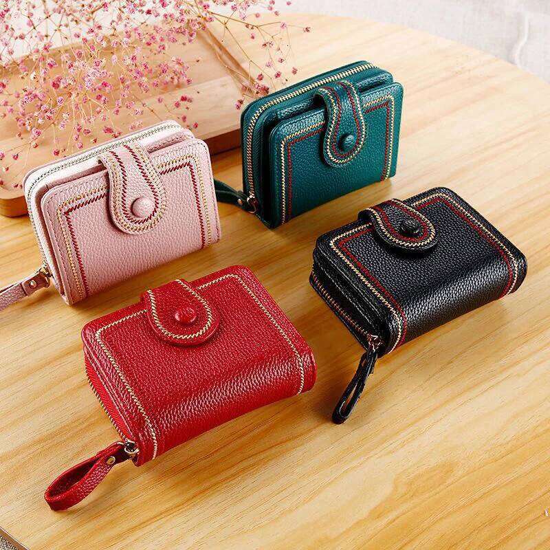 WERLLANDS PU Leather Contrast Stitch Double-Zip Multi-Card Wallet Y260206