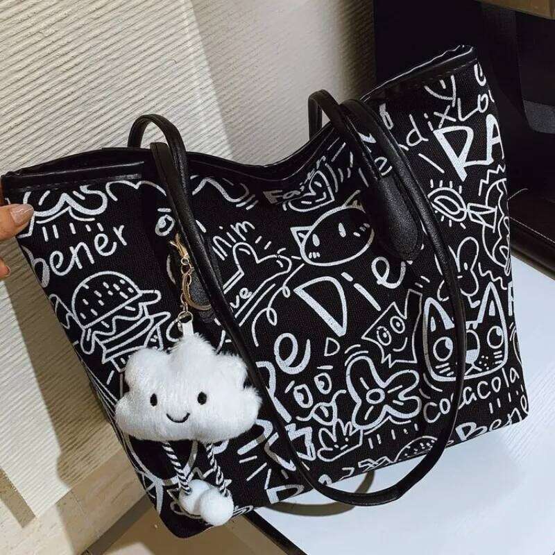 Canvas Tote Women Shoulder Casual Versatile Large Capacity Shopping Class Bag for Girl Designer Bags Y260205