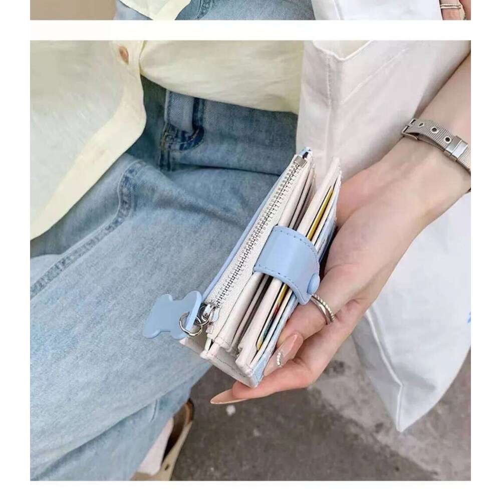 Korean Style Dachshund Embroidery Short Wallet Dopamine Color Cartoon Dog Card Bag Zipper PU Coin Purse Women Girl Y260206