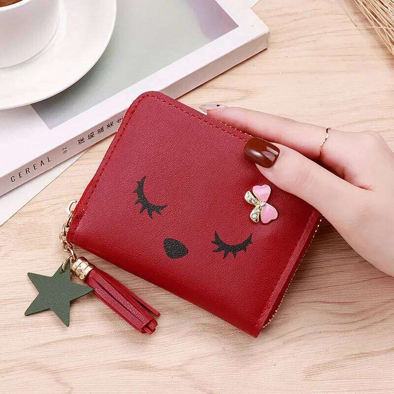 Pu Leather Bag Cute Wallet Women Student Zipper Purse Children's Coin Pouch Credit Id Holder Card Case Y260206