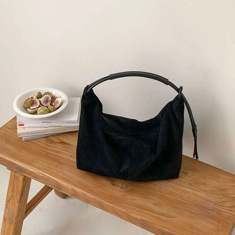 Retro Faux Suede Tote Bag Large Capacity Shoulder Bags for Women Matte Texture Handbags and Purses Shopper Z260207 - view 5