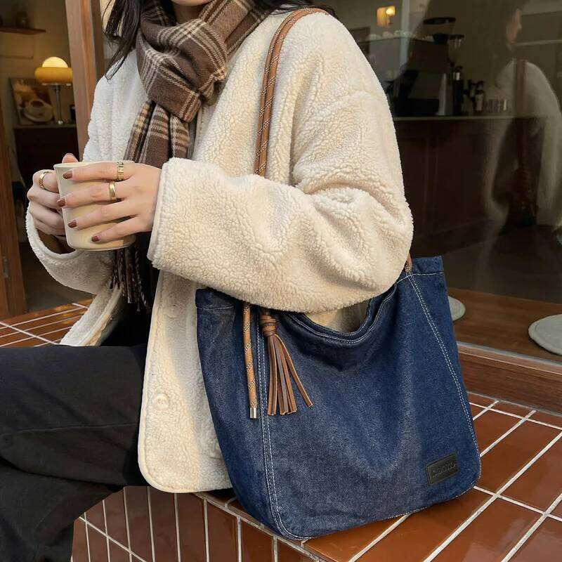 Fashion Crossbody Women Vintage Washed Denim Shoulder Bag Large Capacity Comfortable and Versatile Texture Bags for Travel Y260204