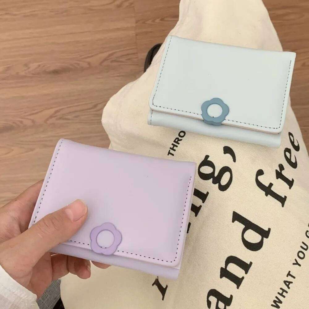 Simple Pu Leather Flower Short Multi-card Coin Tri-Fold Wallet Bank Card Bag Change Folding Purse Outdoor Y260206