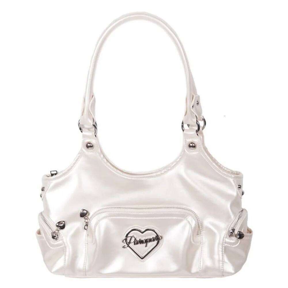 Pearl White Shoulder for Multiple Pockets Women Handbags Underarm American Heavy-Duty Large Capacity Tote Bag Y260205