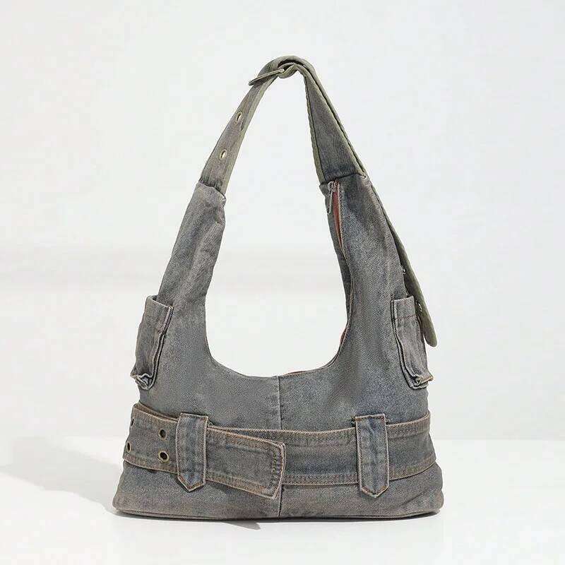 Personalized denim women's shoulder bag, exquisite minimalist style, fashionable and avant-garde Z260207 - view 3