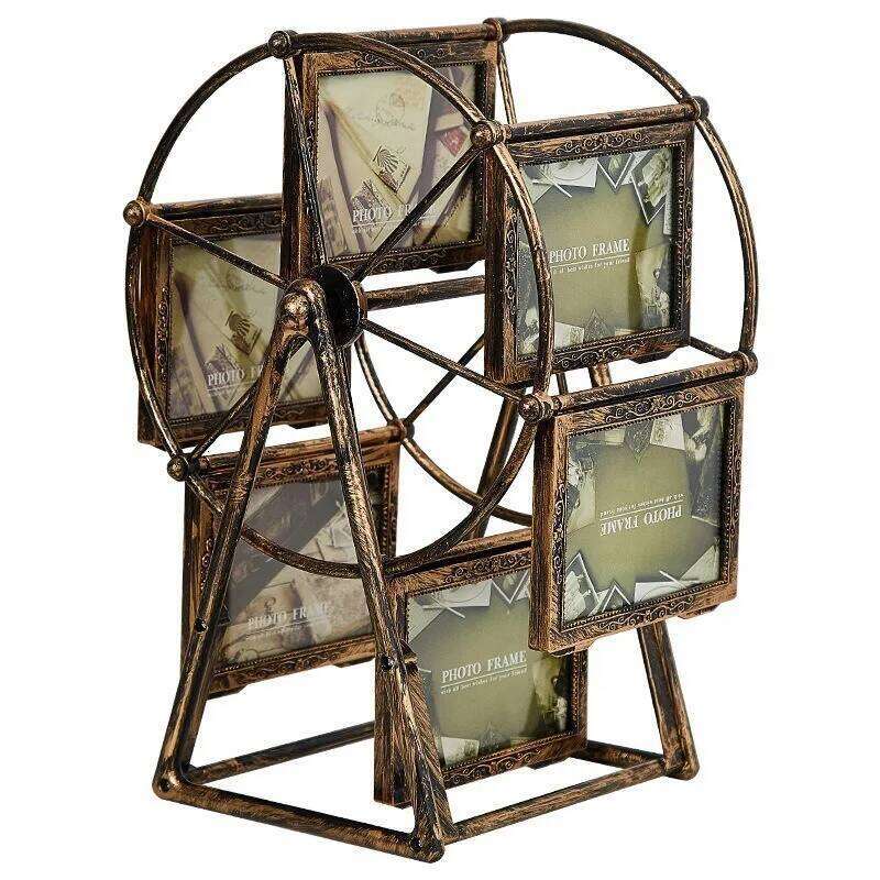 Rotatable Windmill Ferris Wheel Picture Frames,5"DIY Cute Multiple Carousel Photo Frames for Home Dcor Christmas Birthday Gifts S260205