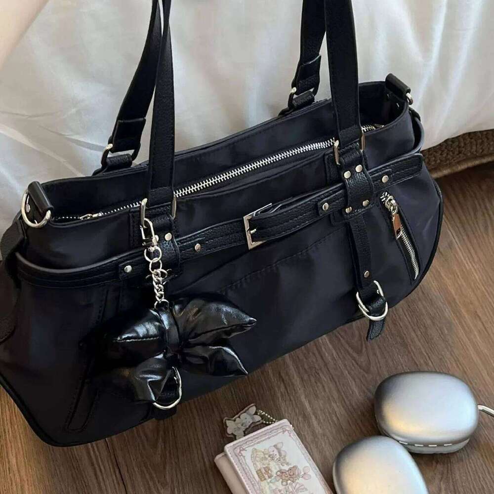 Korean Cute Harajuku Style Y2k Large Capacity Handbag Shoulder Nylon Waterproof Cloth Commuter Storage Bags Women's Bag Y260205