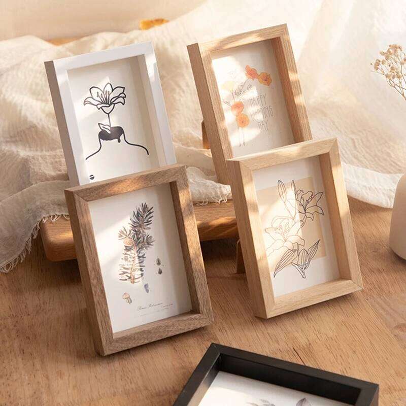 Wooden Shadow Box Picture Photocard Holder Frame for Photo Desk Accessorie S260205