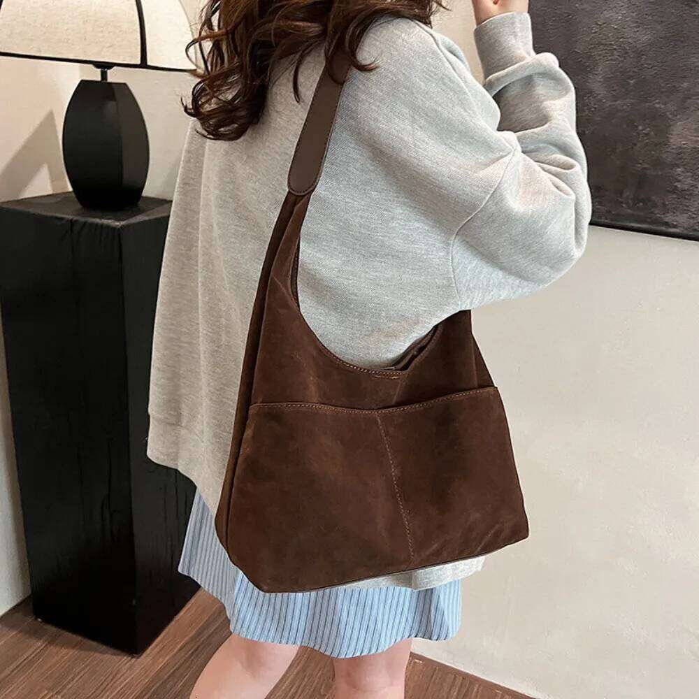 2-IN-1 Underarm Shoulder Sets for Women Faux Suede Multi Pockets Large Capacity Shopper Tote Bag 2026 Latest Handbags Y260204