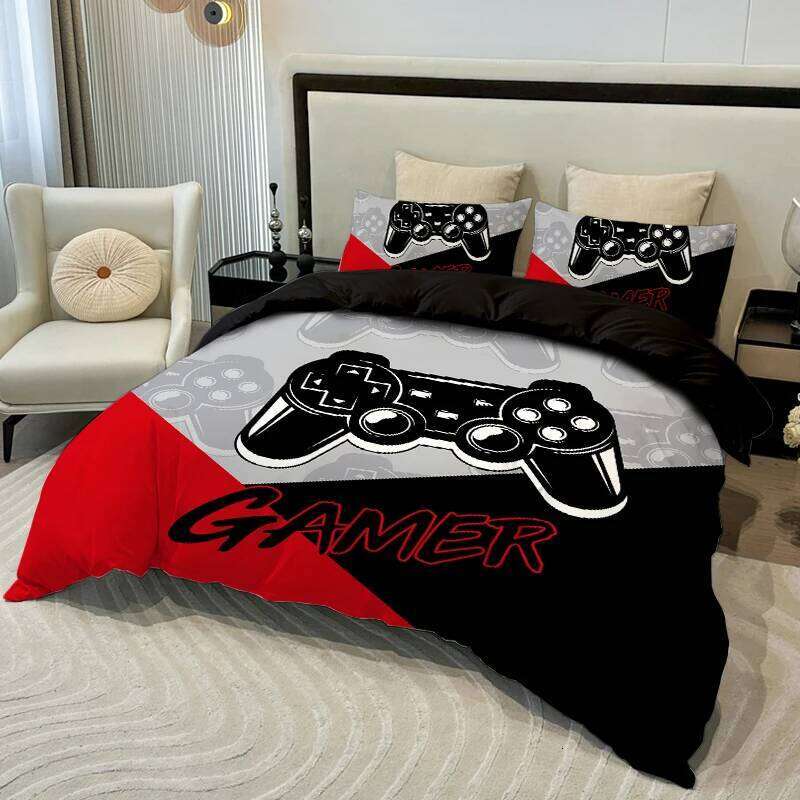 3PC Splicing Game Console Bedding Red Blue Black 100%Polyester 1duvet Cover 2Pillowcases Digital Printing No padding XJ260206