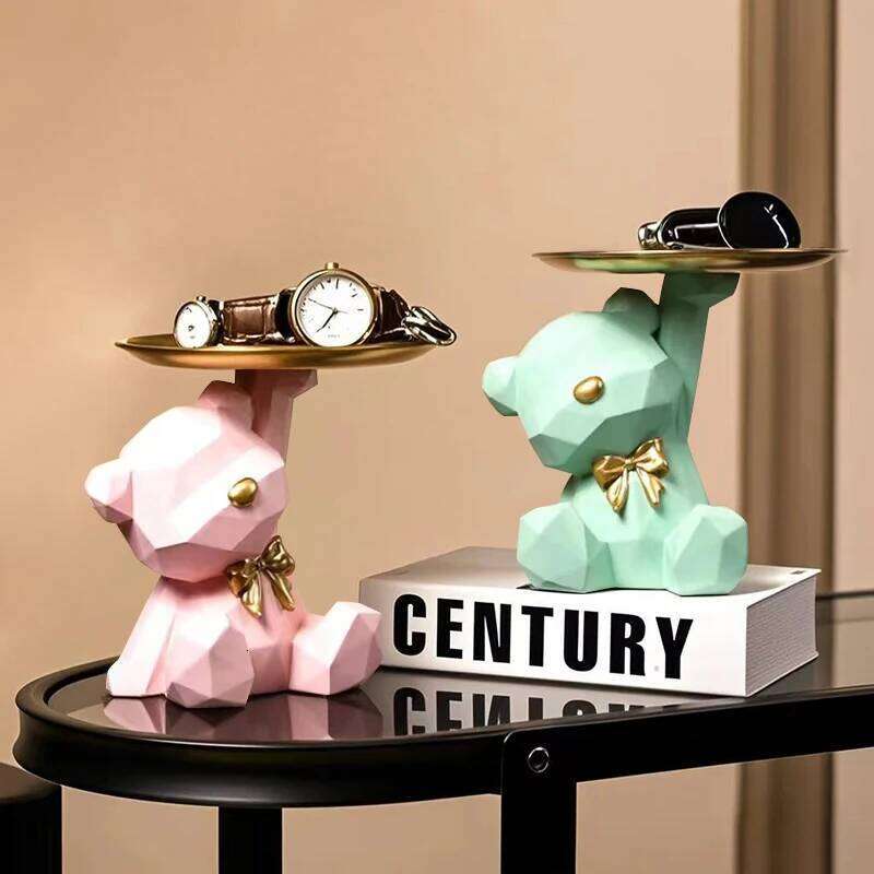 Kawaii Geometric Butterfly Bear Living Room Desktop Candy Miscellaneous Storage Tray Home Decoration S260204