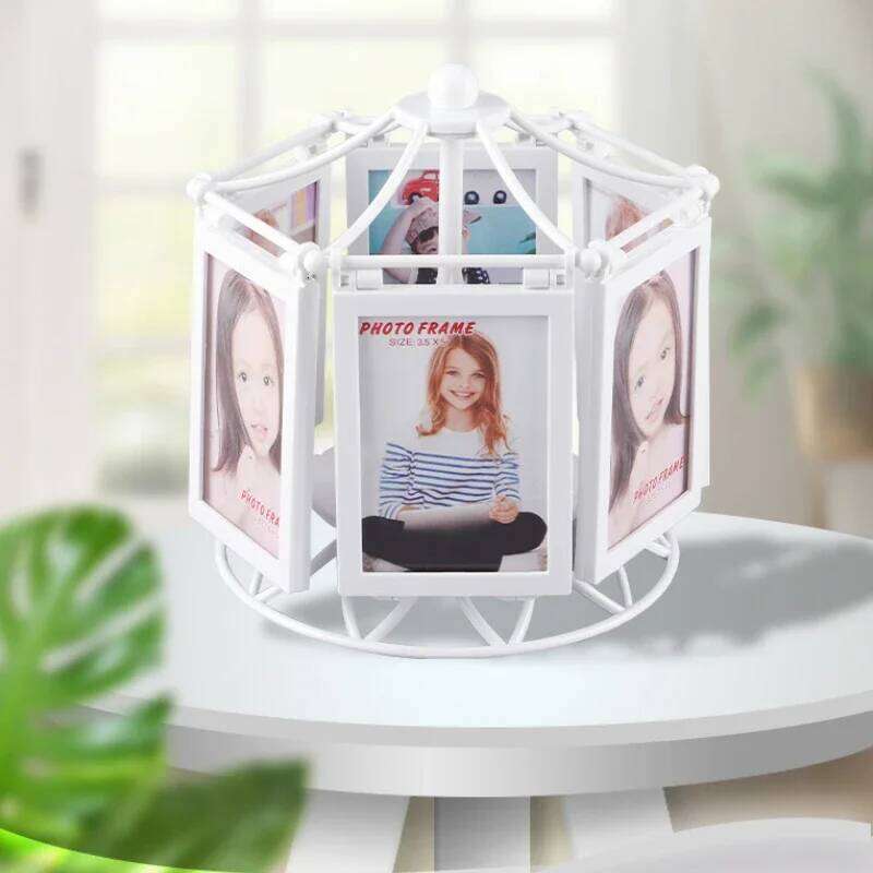 Vintage Rotating Music Frame Desktop Picture Carousel Photo Display Holder for Home Decor Birthday Gifts S260205