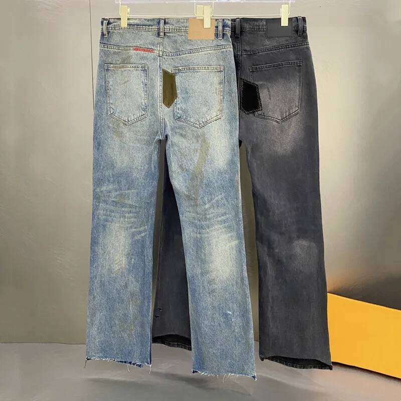 Top Melancholy Rich Second Generation erd Patchwork Jeans straight leg jeans trousers high street men women Best Quality Pants X260207