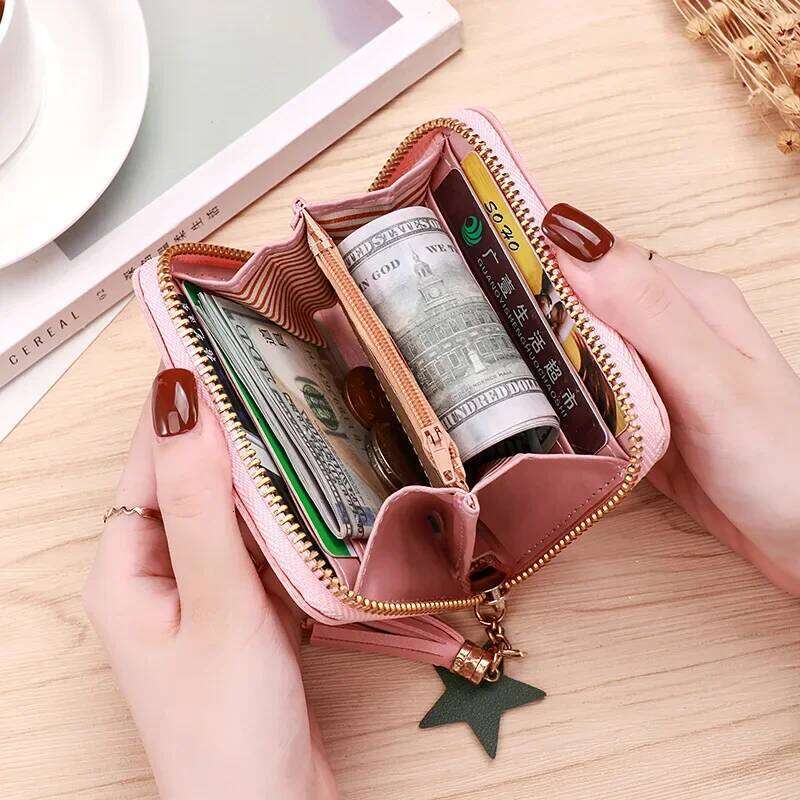 Pu Leather Bag Cute Wallet Women Student Zipper Purse Children's Coin Pouch Credit Id Holder Card Case Y260206