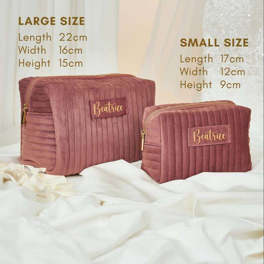Custom Makeup Wedding Personalized Cosmetic Travel Velvet Toiletry Bag, Mother's Day Gift, Best Mom Gift for Her Y260206