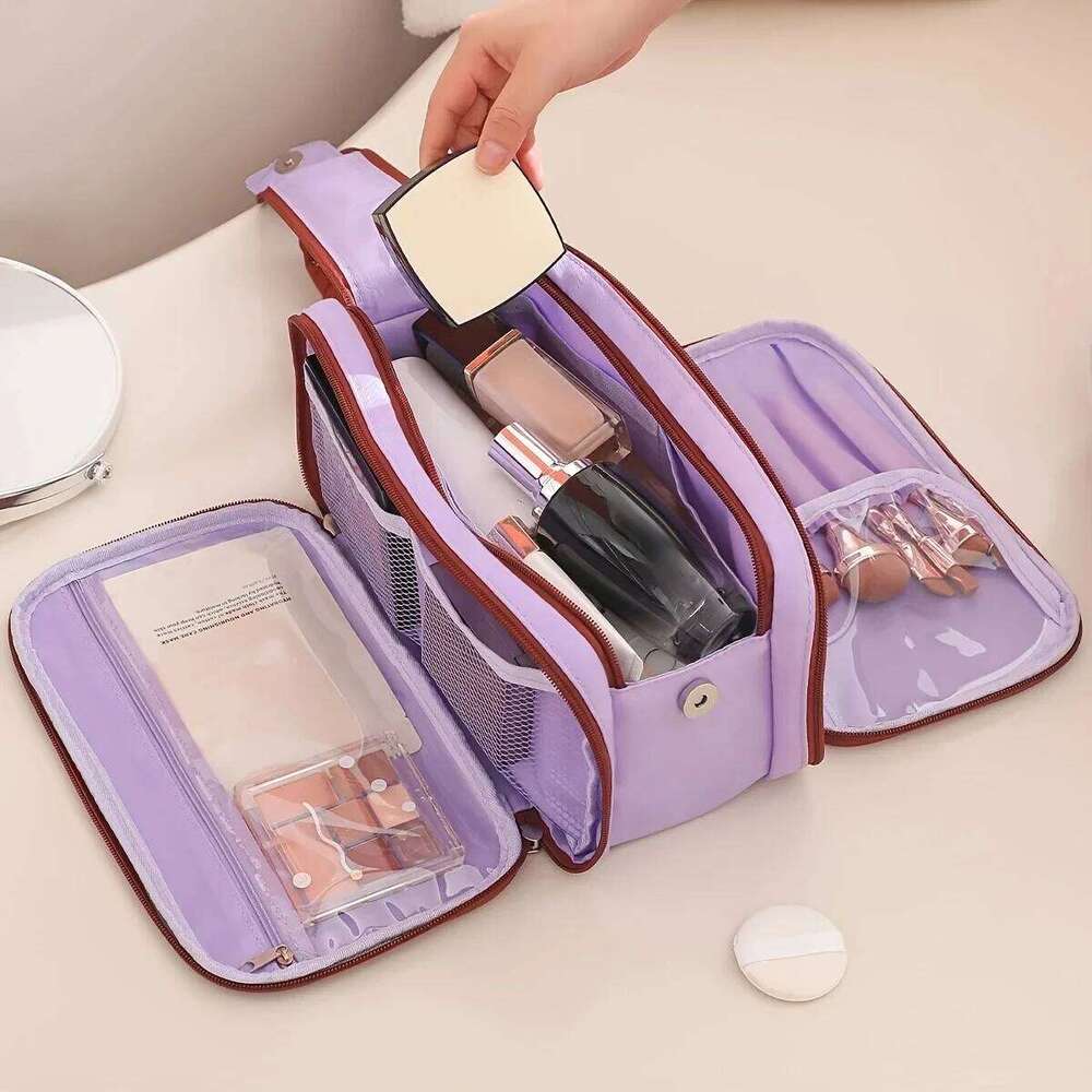 Portable Large Capaci Collision Color Makeup Travel Toiletry Storage Multi-Functional Cosmetic Bag Handbag Organizer Y260206